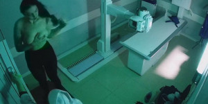 Spy camera catches woman taking off her bra to view thorax on the X-ray apparatus (X-ray Examination 29-30)